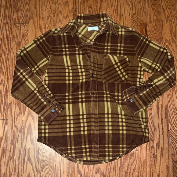 Aritzia TNA Polar Button-Up Cognac/Earthy Ocher EUC Small/Medium - Picture 6 of 7